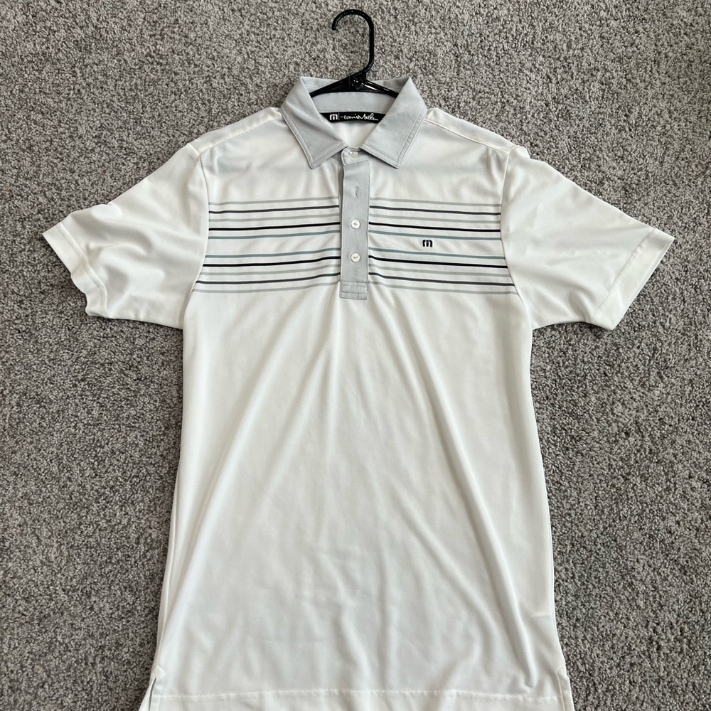 Men's White and Gray Polo Shirt